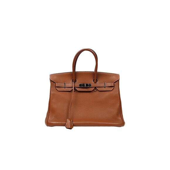 HERMES hermès Brown Leather Bulkin 35 I Engraved C-A36327 - Picture 1 of 9